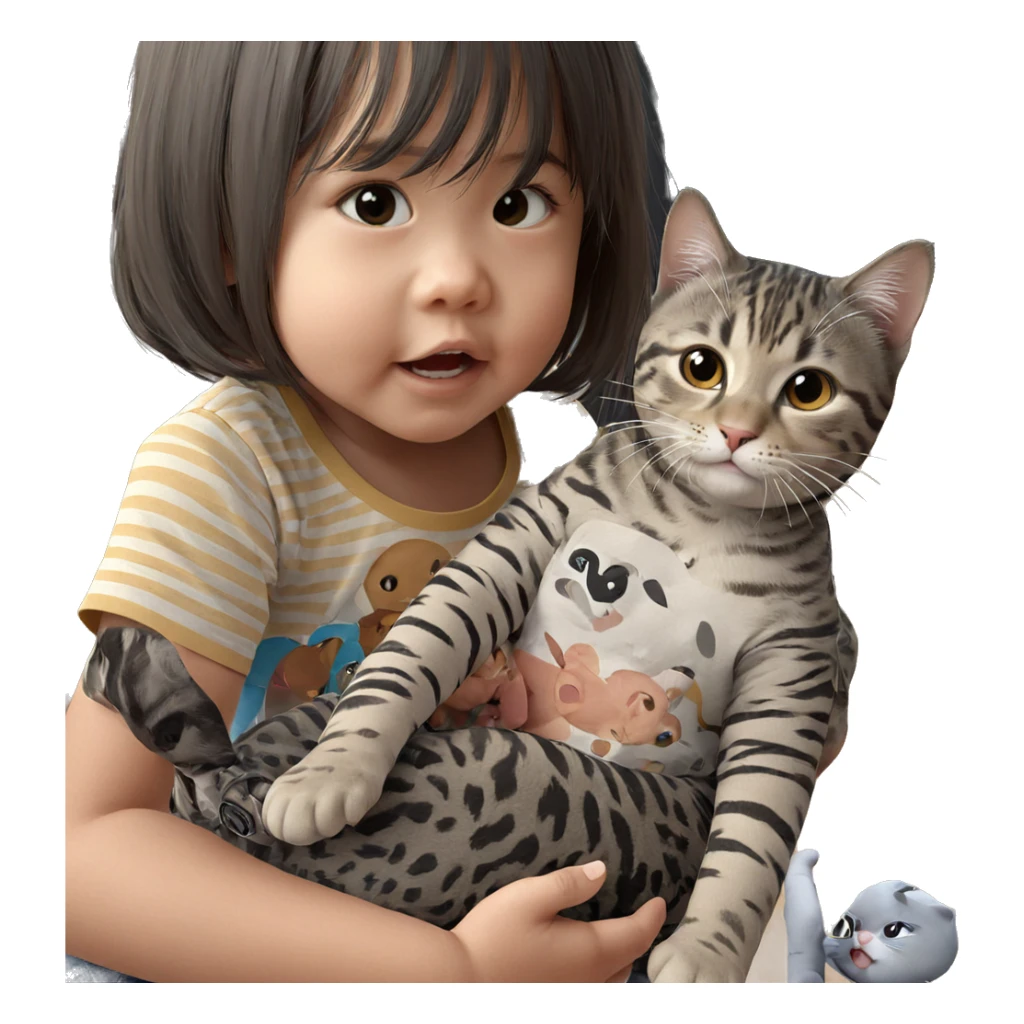 girl holding cat indoors sticker