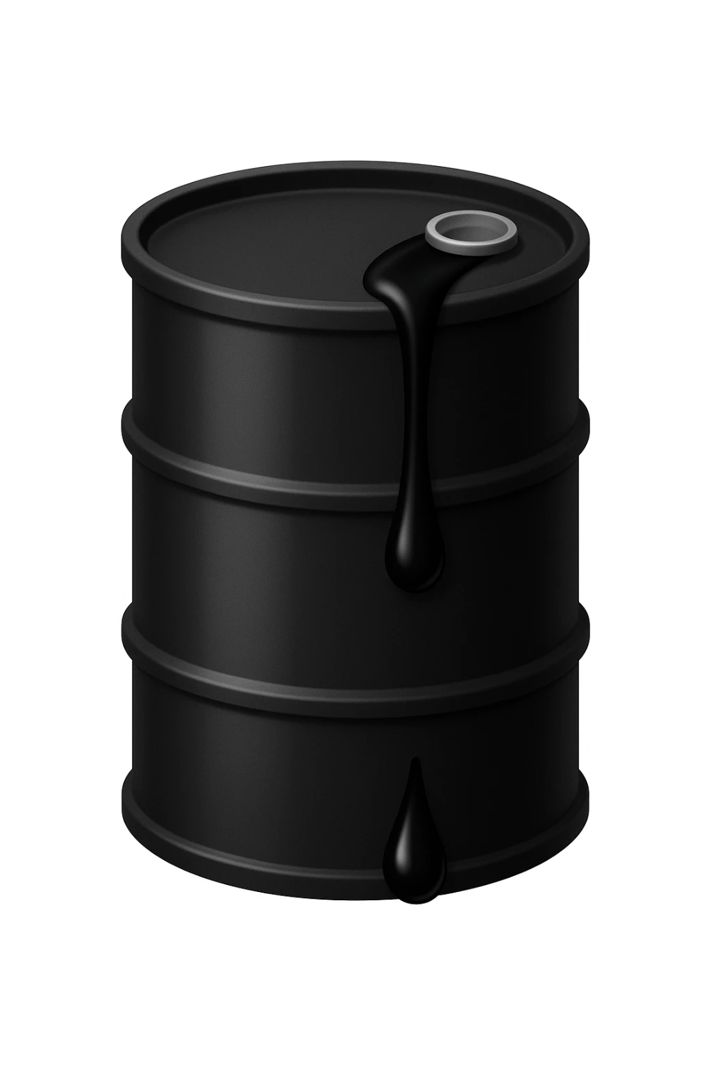 Сгенерируй мне в стиле эмоджи эпл черную бочку из верхней затычки (открывашки) немного вытекает нефть sticker