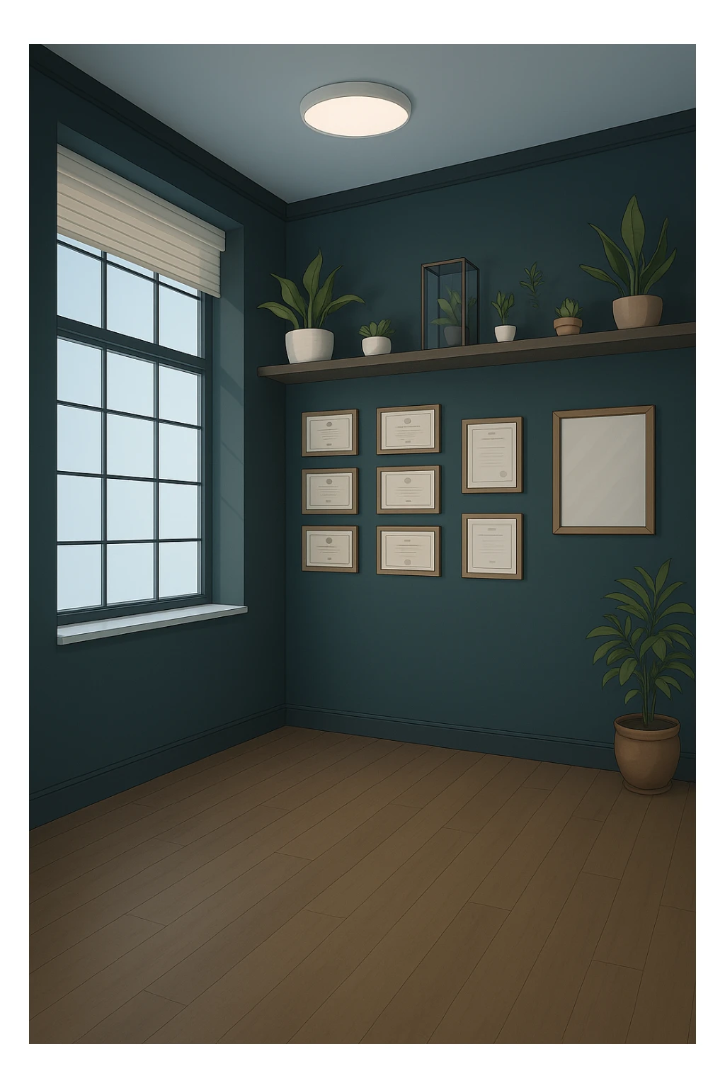 faMMI QUESTA STANZA SENZA LE PERSONE E SENZA LETTINO, SOLO LA STANZA. FALLA MOLTO PIù LUMINOSA CON LUCI PIù FREDDE E MODERNE, NON LUCI GIALLE sticker