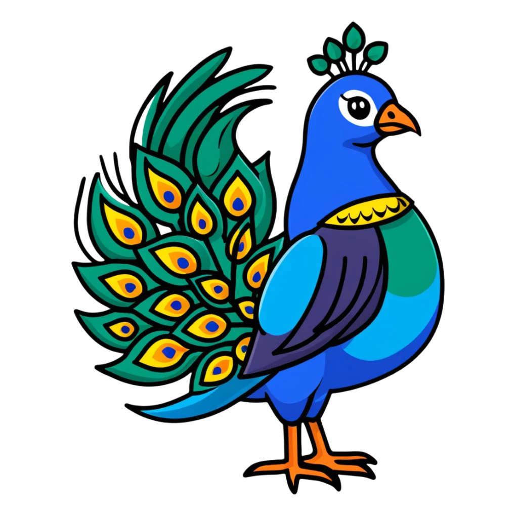 colorful peacock with Hindi word Husn meaning beauty sticker