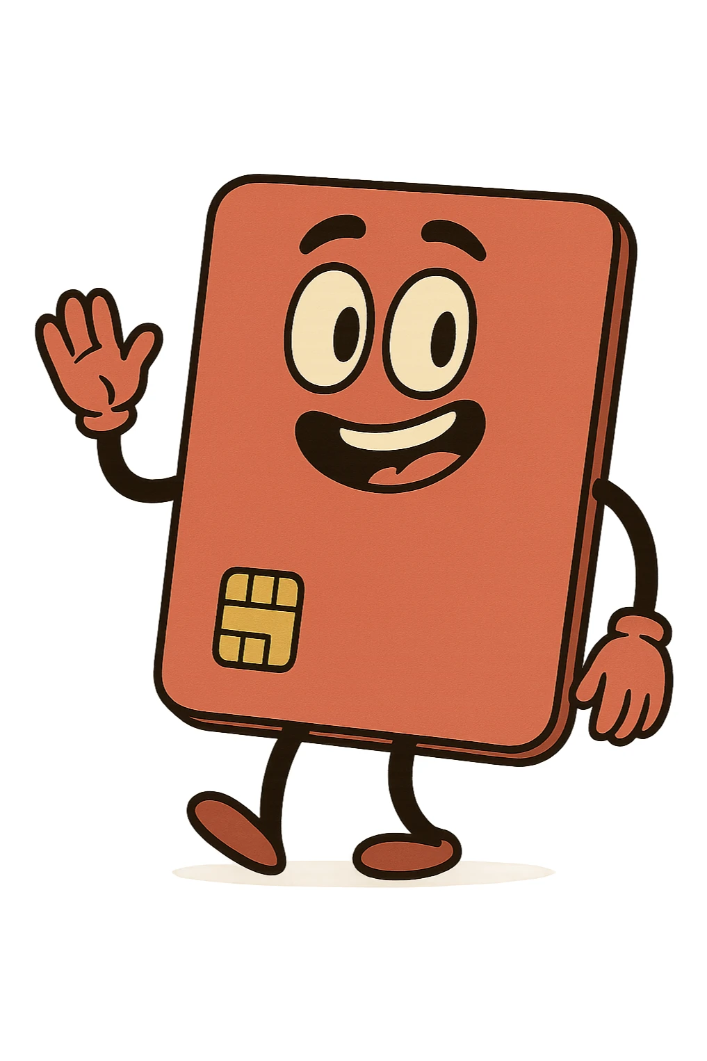 red debit card, minimal, rounded corners, no text sticker