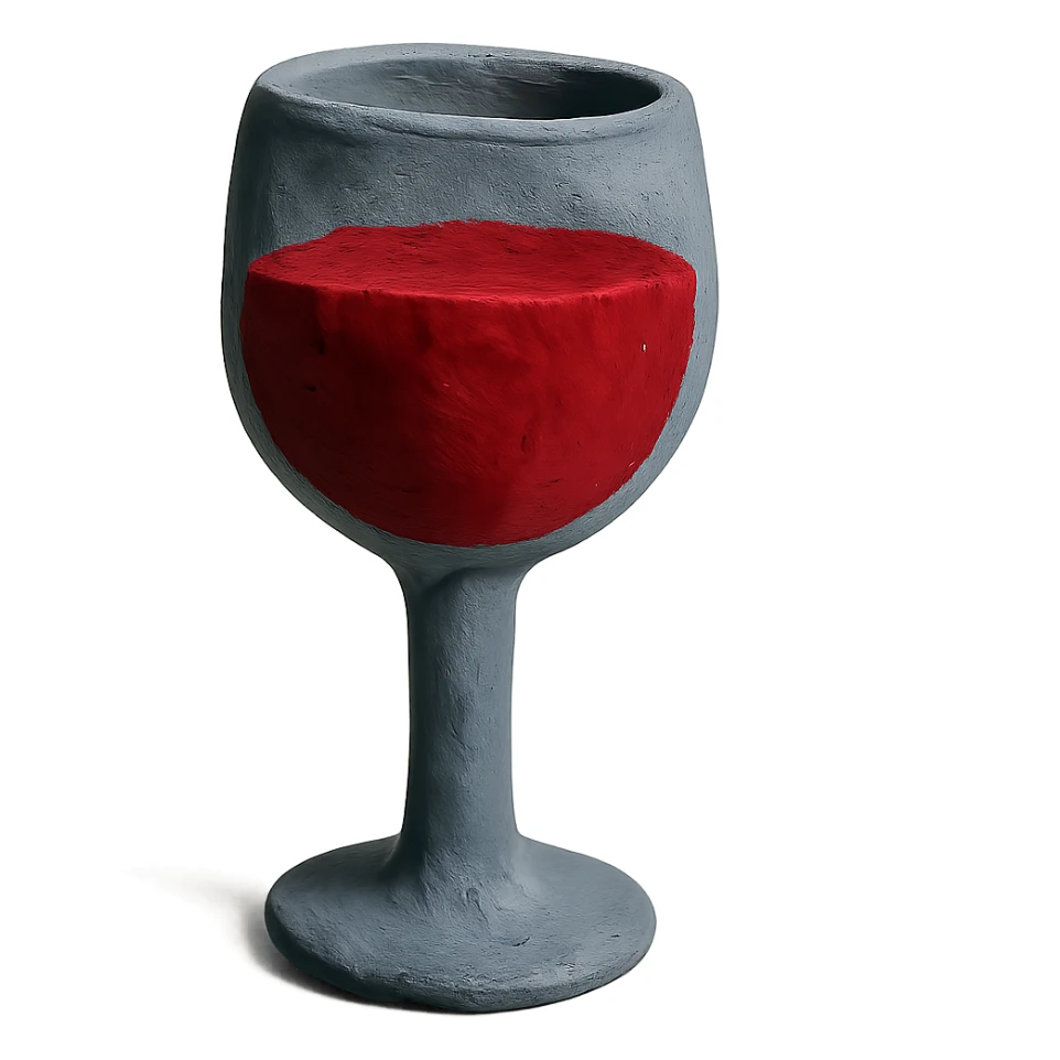 a glass of red wine, claymation style sticker