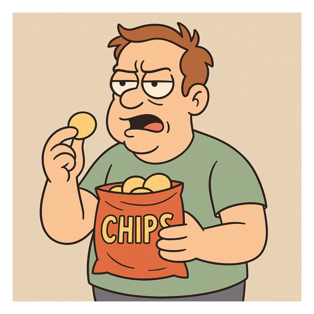 a salty snack, cartoon style sticker