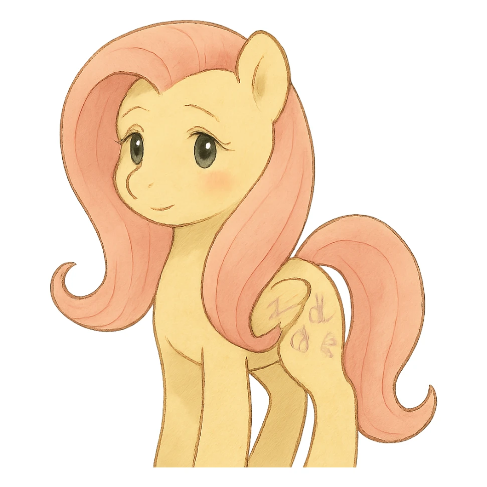 Fluttershy in ghibli style with soft colors and gentle expression sticker