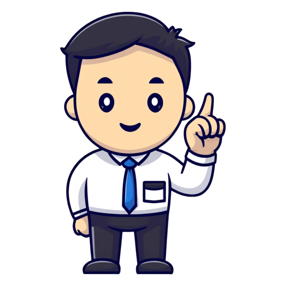 Office worker with index finger raised sticker