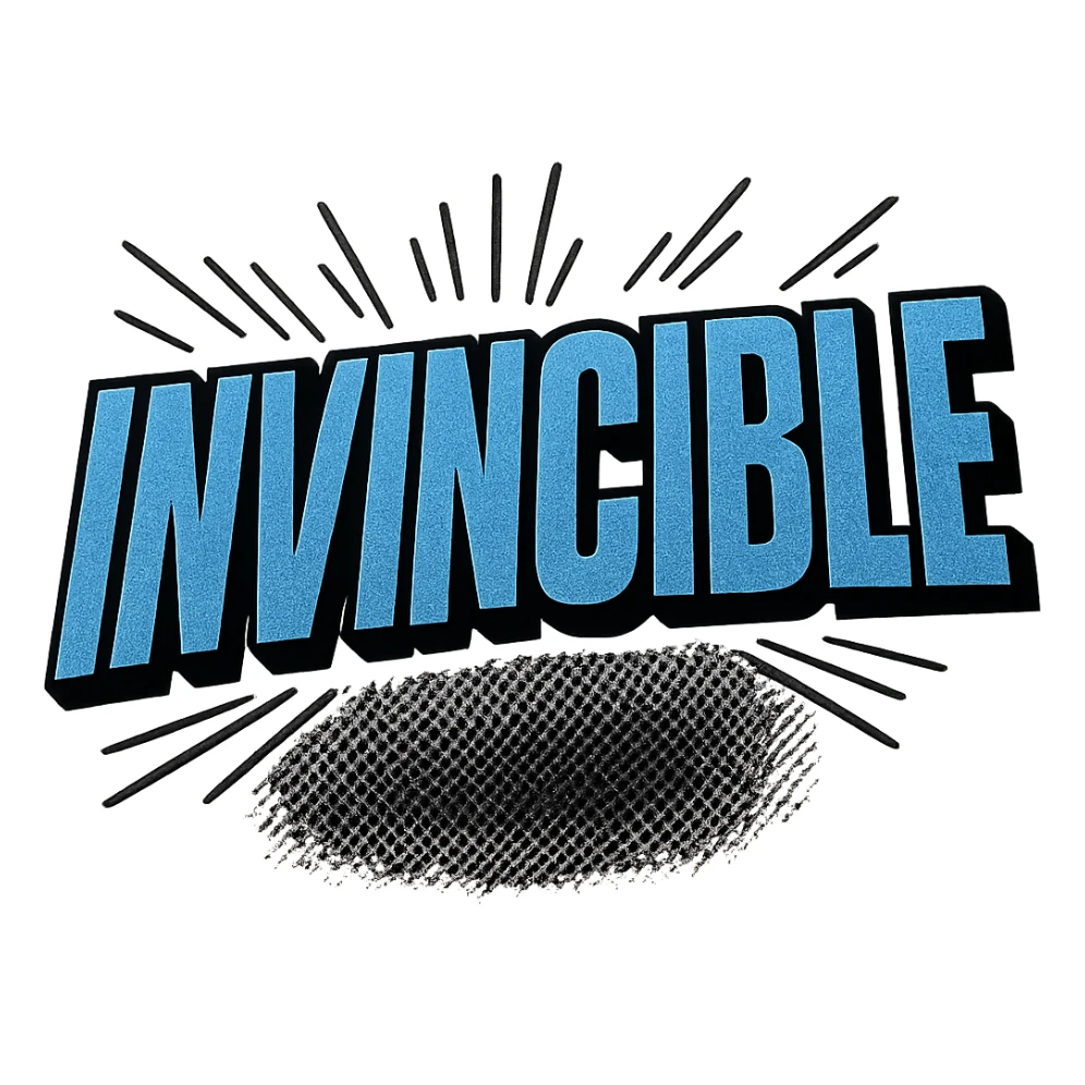 Change the color scheme to blue with a black outline, keep the dynamic, action-packed comic book style, no background. sticker