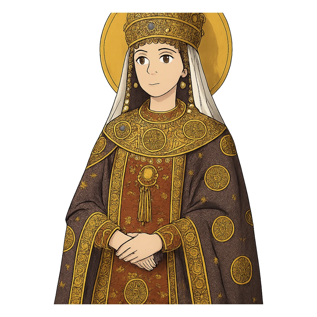 Empress Theodora in ornate Byzantine robes and crown sticker