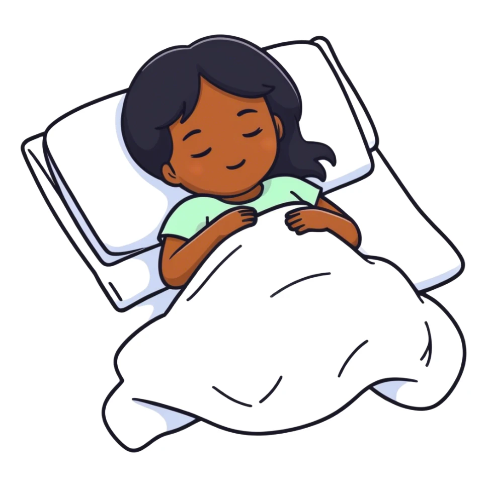 Niña morenita con cabello lacio y negro dormida  sticker