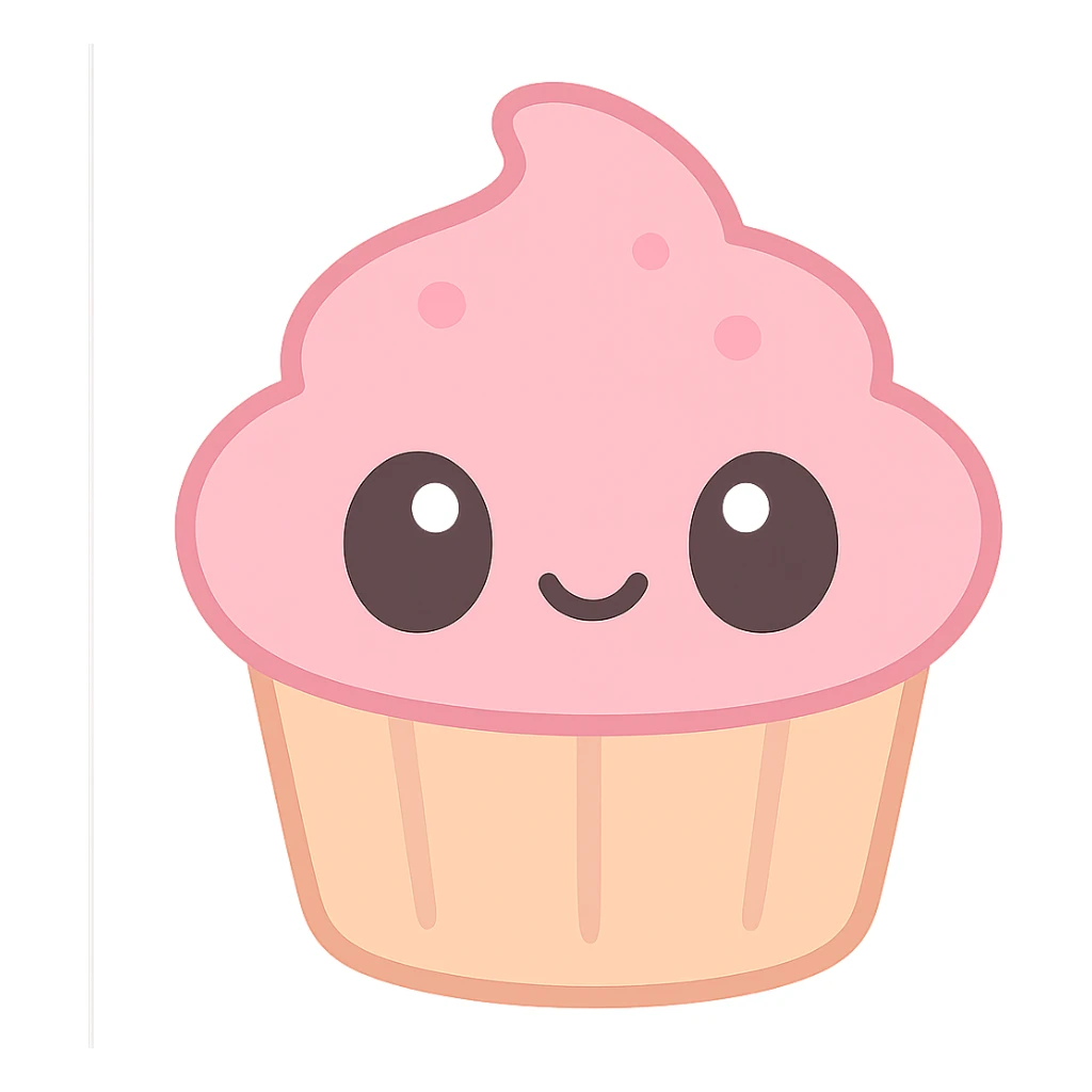 cute cupcake with pink icing, kawaii style sticker