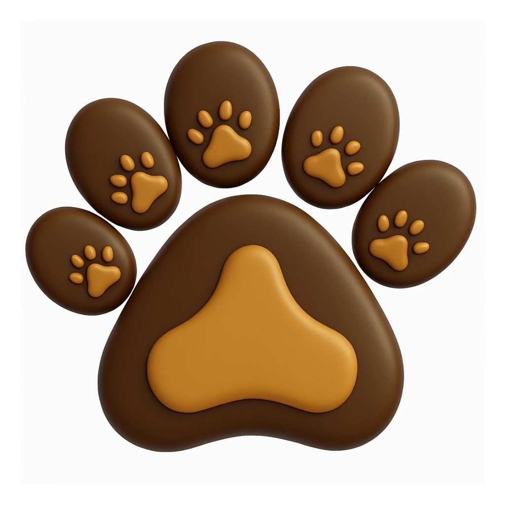 Make the paw print dark brown in microsoft style 3d fluent emojis sticker