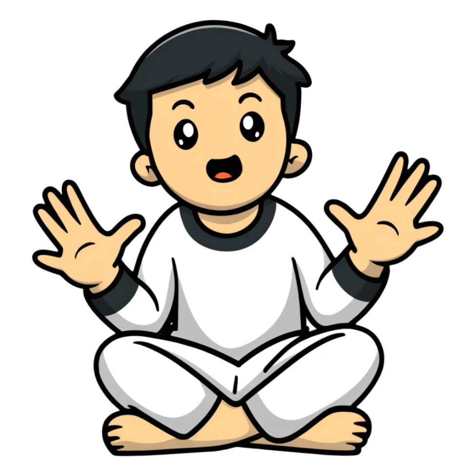 anxious man with hands outstretched in begging position with worried fearful expression sticker