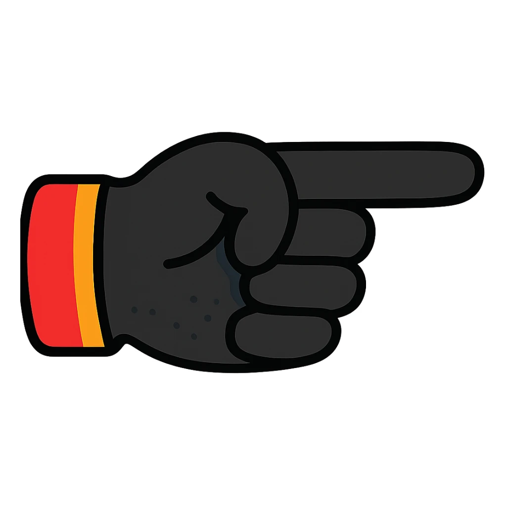 black hand pointing finger, vibrant cartoon style sticker