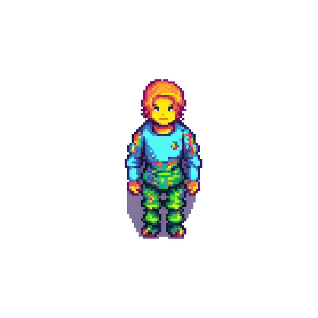 full body Pixel Man character from Pixel Gun 3D, pixel art style, vibrant colors, simple background sticker