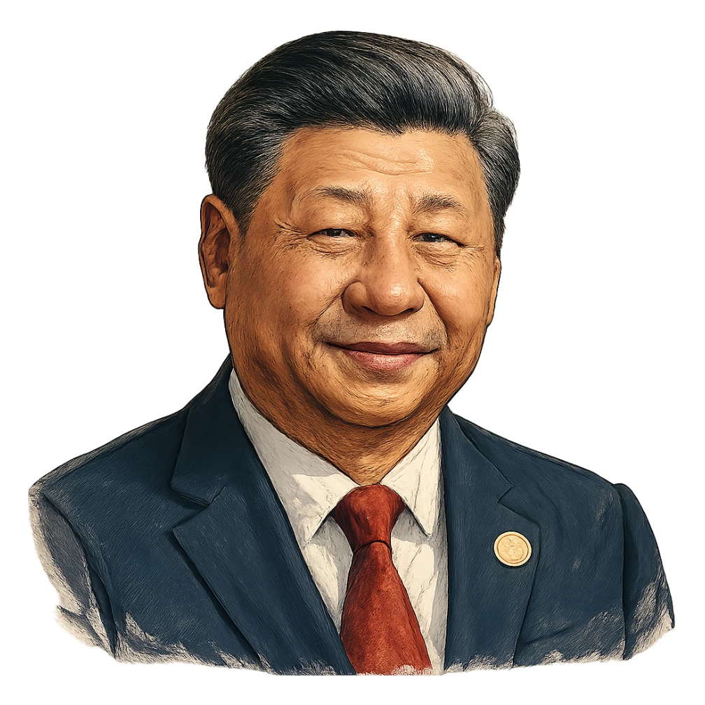 Си Цзиньпин в слегка рисованном, но при это объемный стиле, прозрачный фон sticker