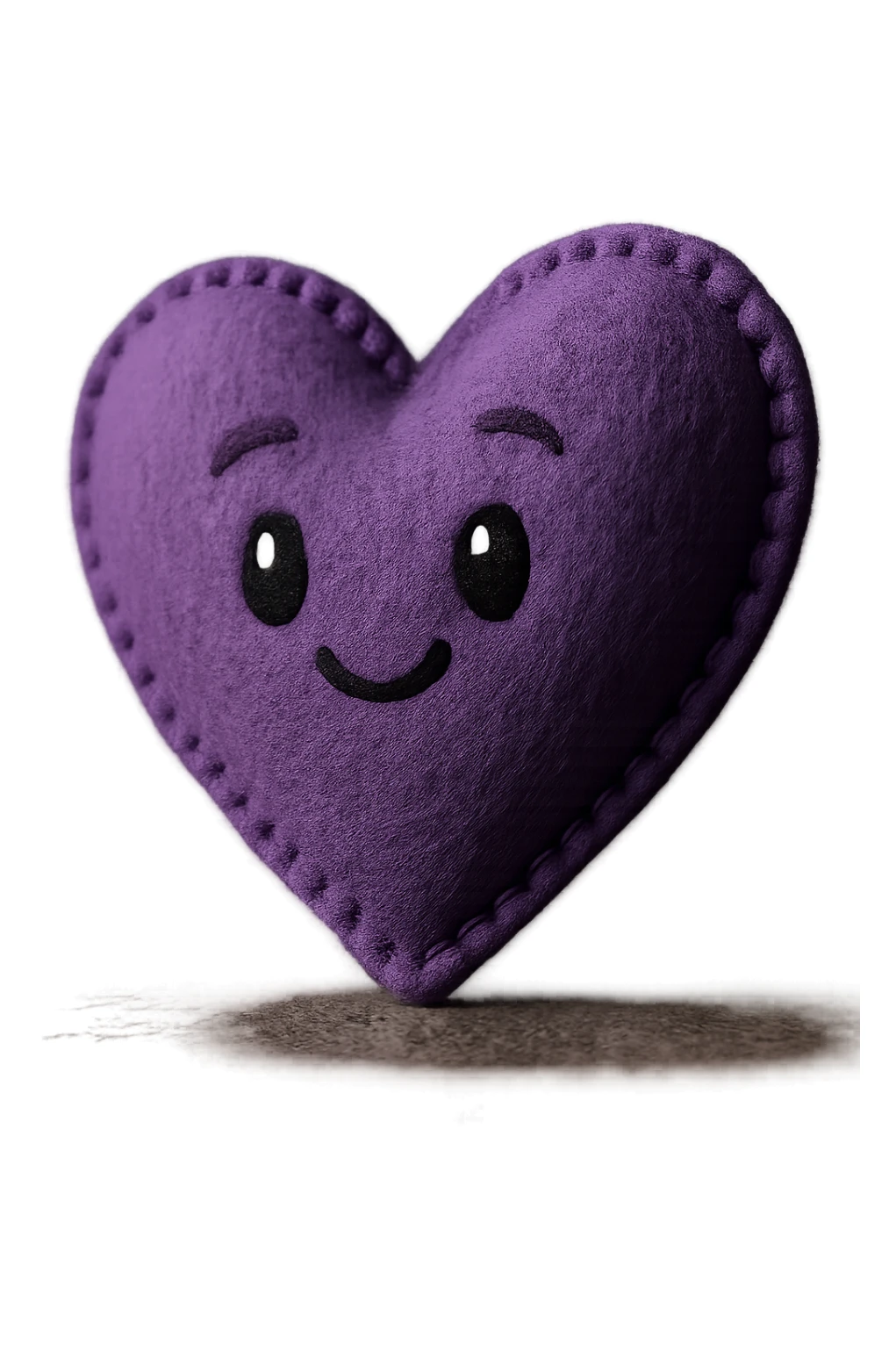 purple heart, soft and fuzzy, plush portrait style, no text sticker