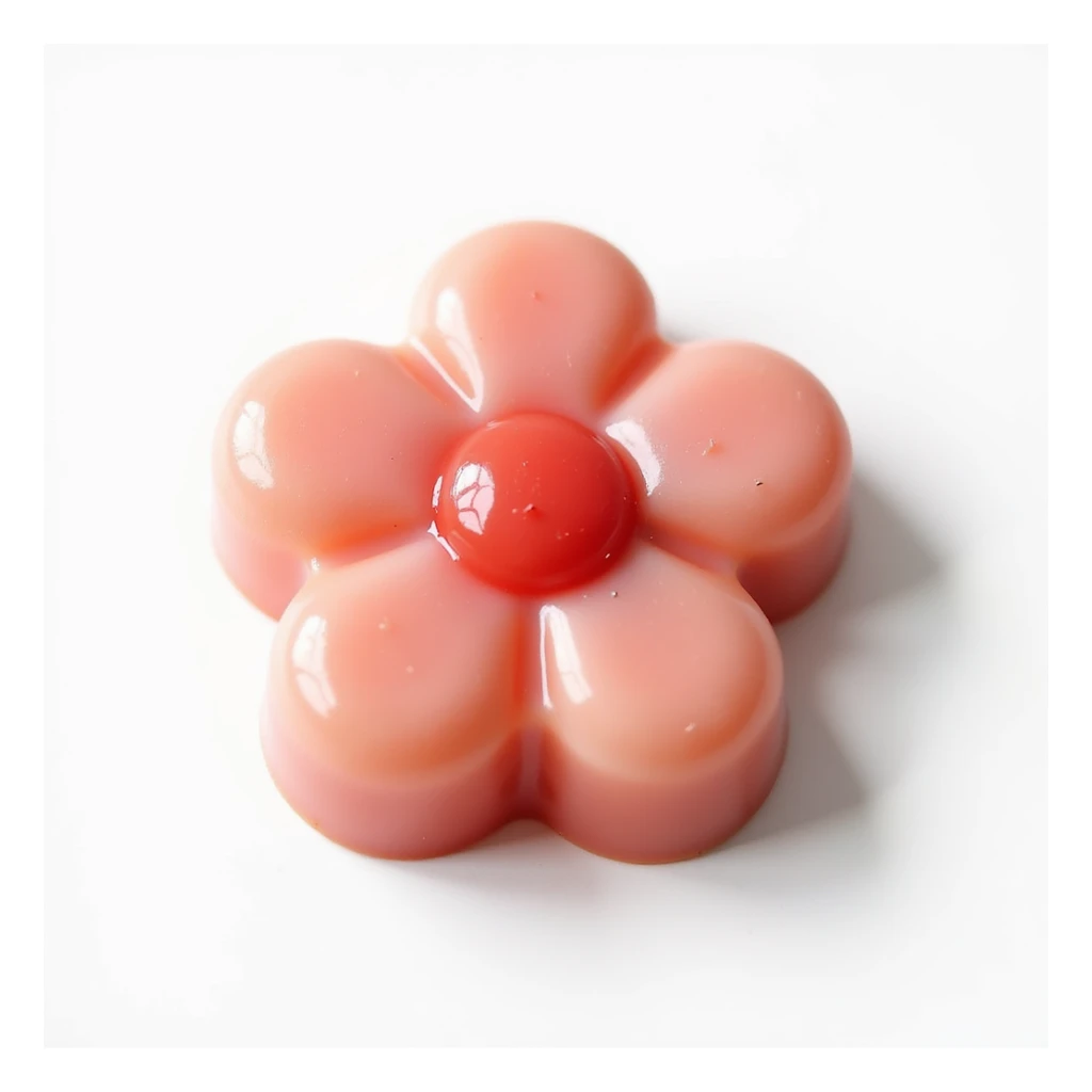 realistic flower-shaped candy with a glossy finish, isolated on a transparent background, no visible background sticker