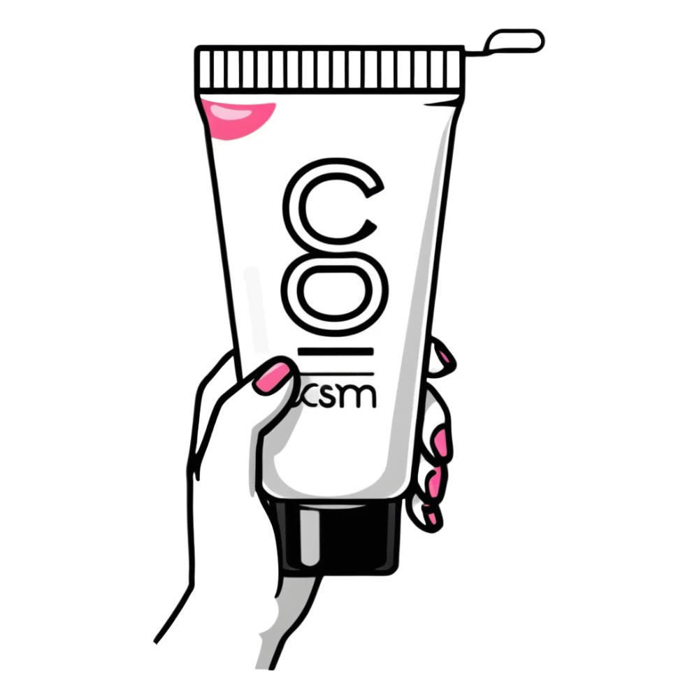 hand holding a beauty cream tube with a measurement mark sticker