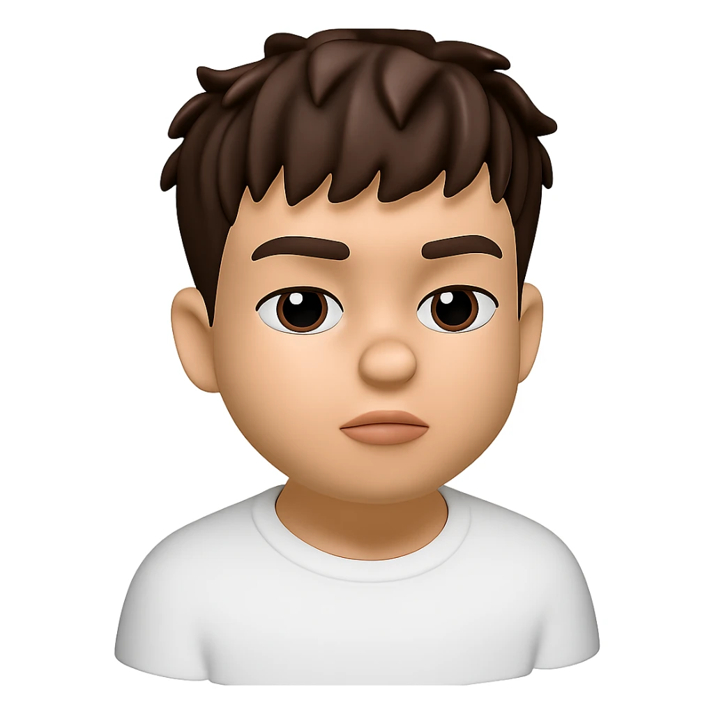 Convert this photo to a 3D emoji in Apple style, capturing the facial features and expression, with a smooth, rounded, and glossy look typical of Apple emojis. Remove the background. The style should resemble Apple 3D emojis with a smooth and glossy finish. sticker