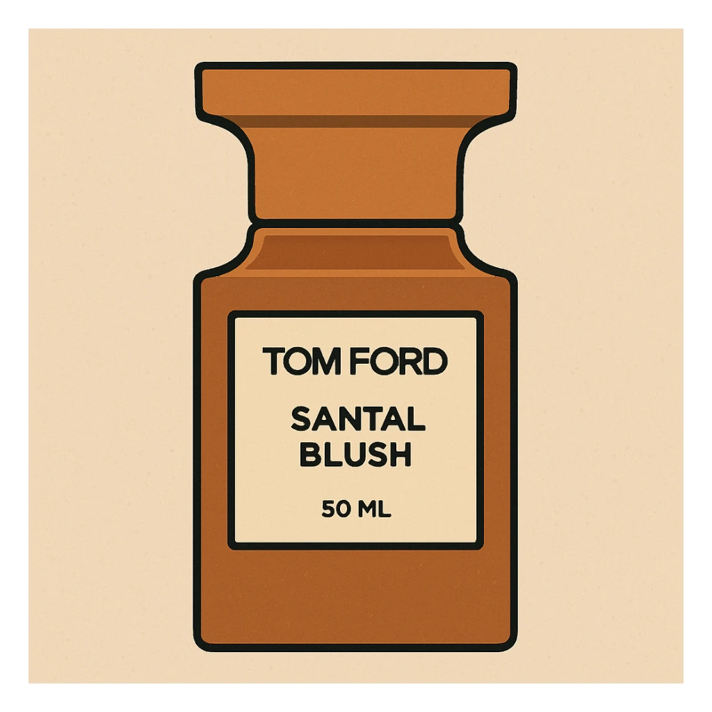 Flat toon style illustration of Tom Ford santal blush perfume  sticker