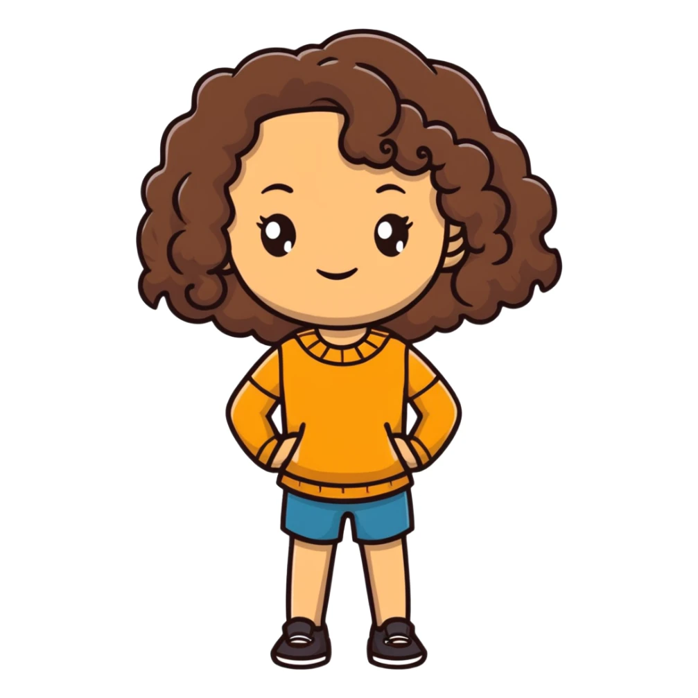 tan girl with long curly dark brown hair sticker