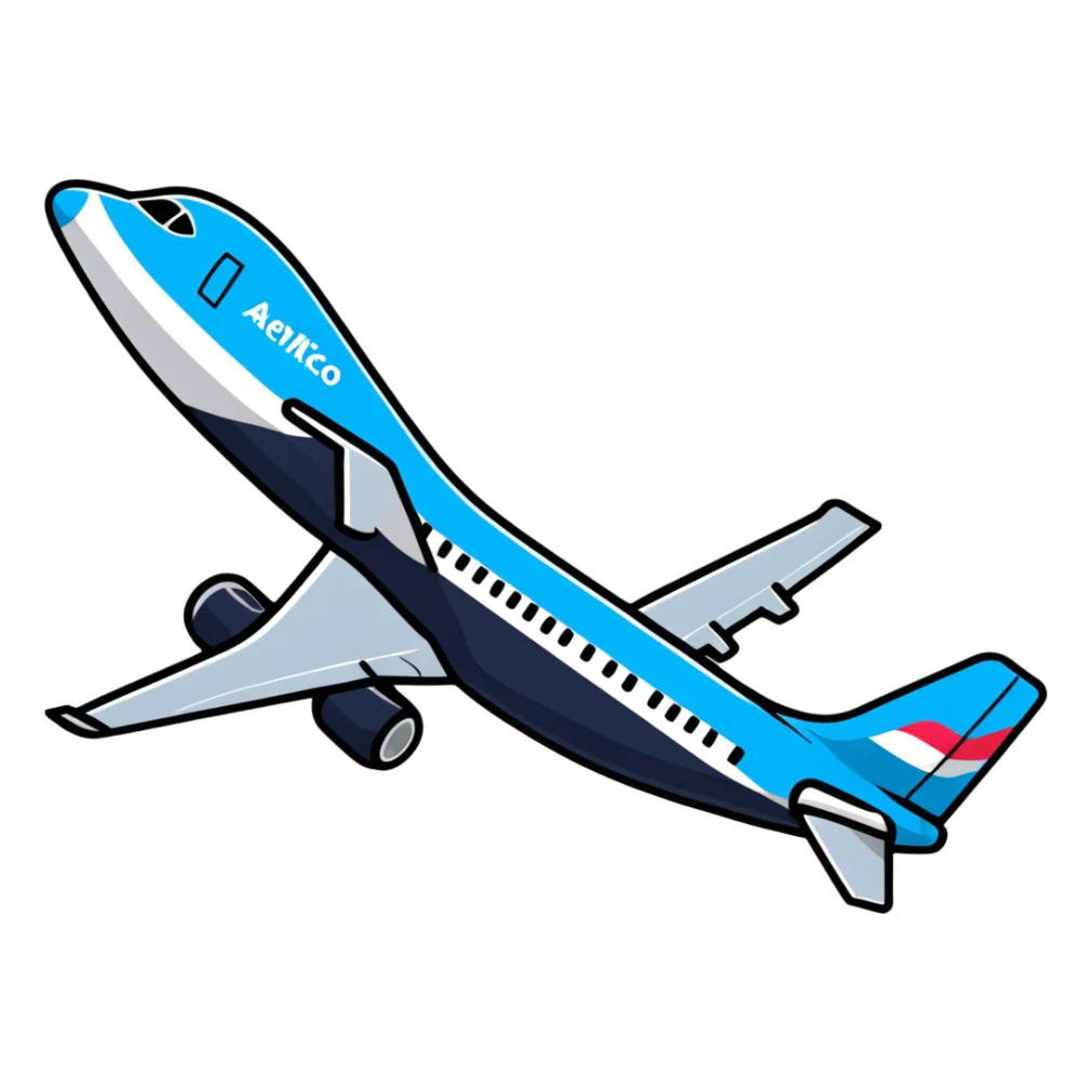 Aeromexico airplane with blue and silver colors sticker