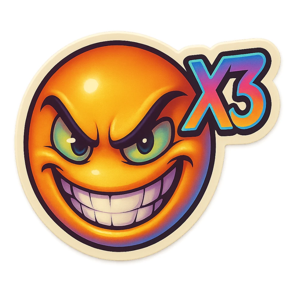 grin EVIL LOOk , Make it say "X3"" sticker