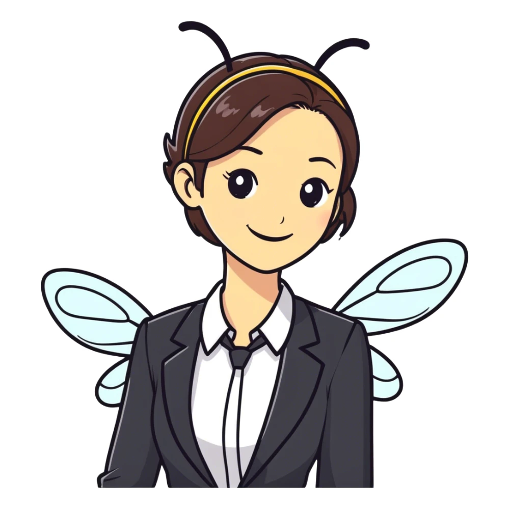 a bee girl in an office suit sticker