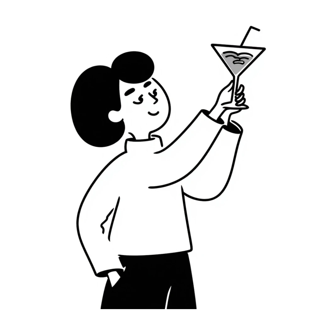 a person with a cocktail glass sticker