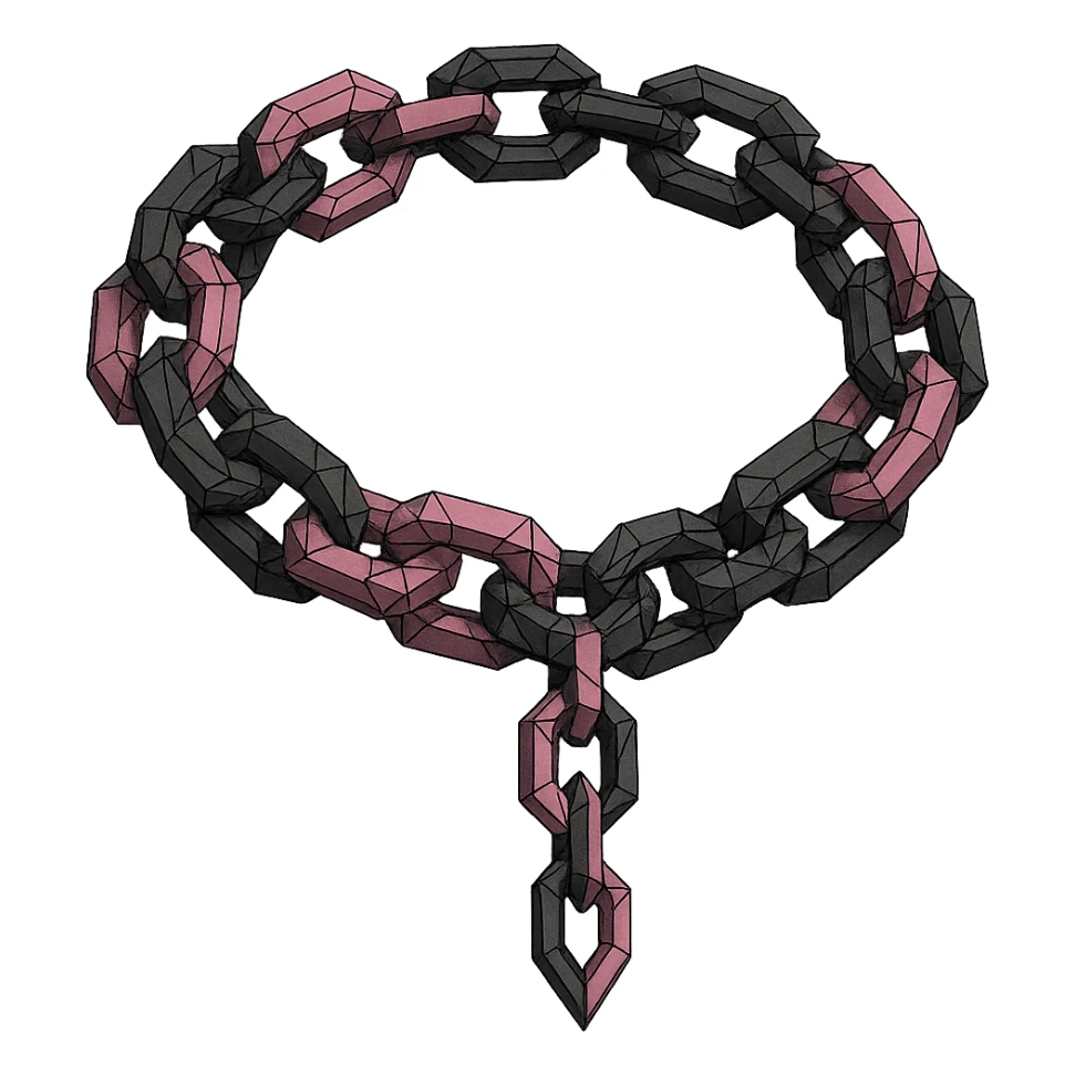 BLACKPINK-inspired gothic chain, no hearts, geometric and edgy, black and pink color scheme sticker