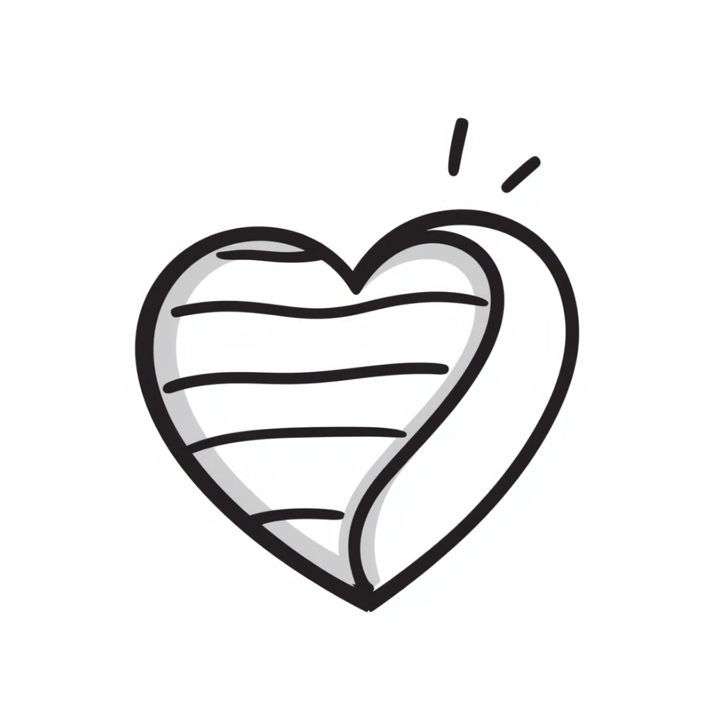 heart, doodle sketch look sticker