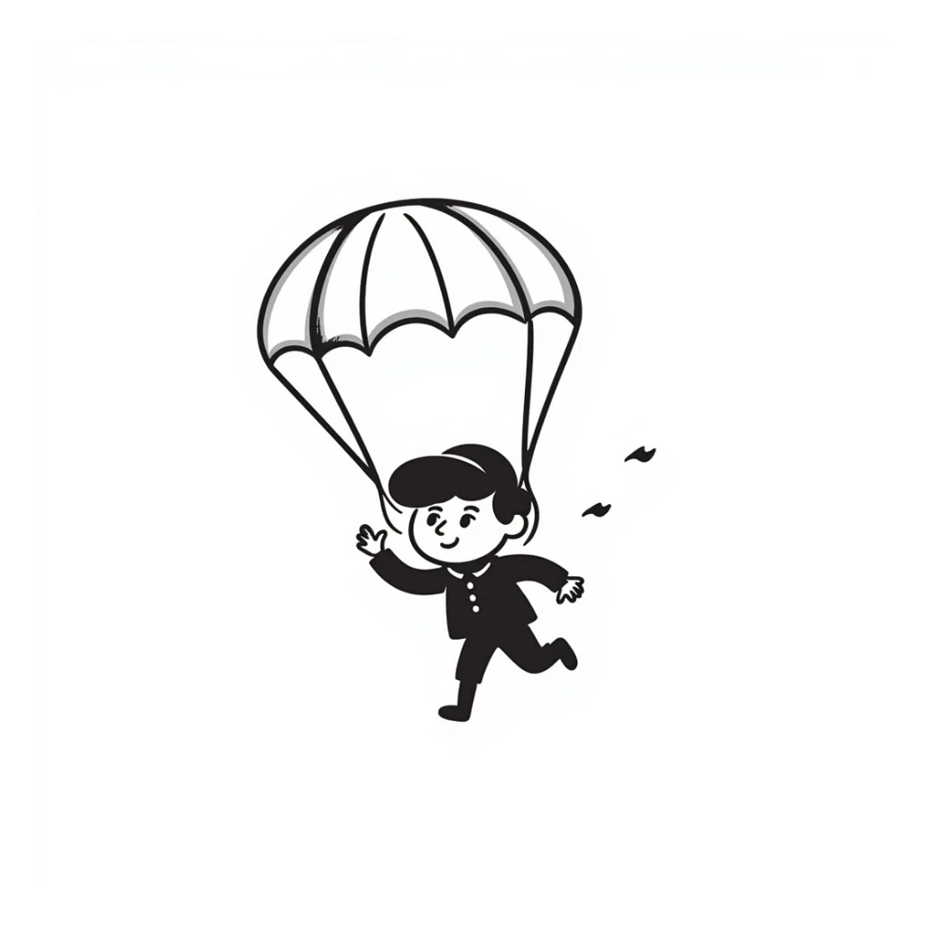 Parachuting toy sticker
