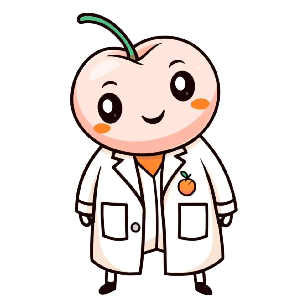 A cute little scientist, bug that looks like a peach sticker