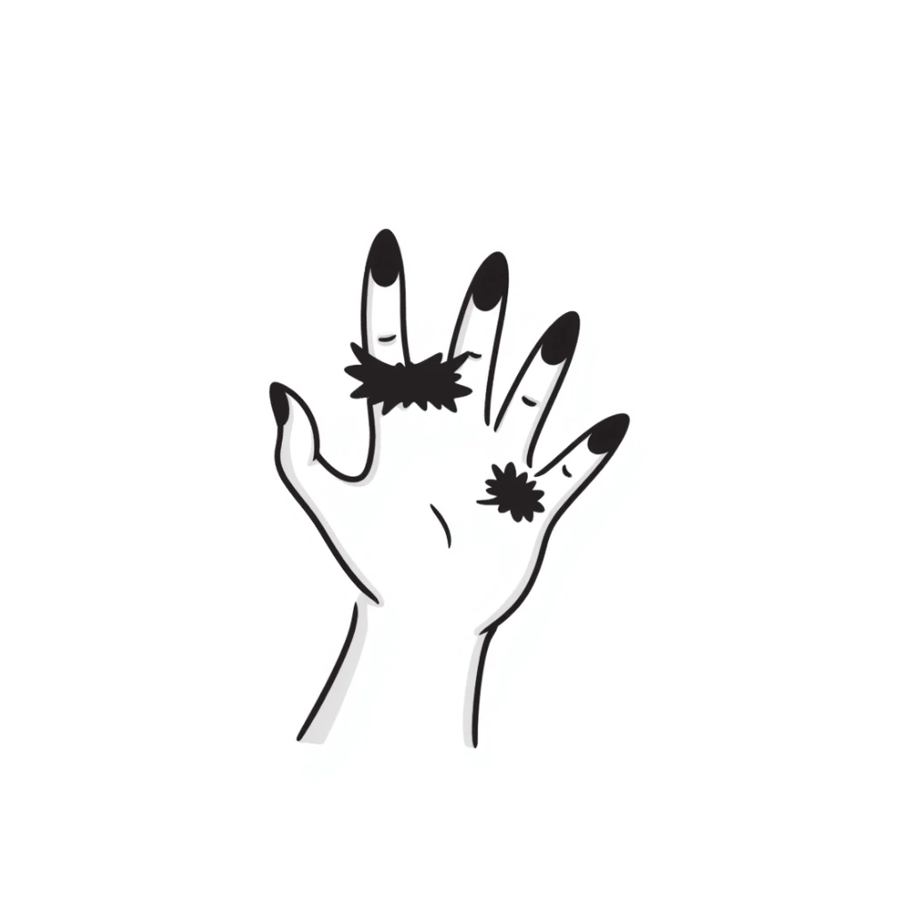 black painted nails sticker