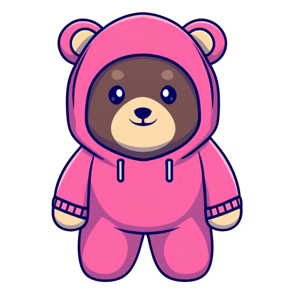 bear wearing a pink balaclava, cartoon sticker sticker