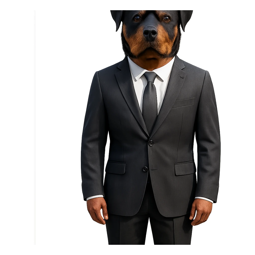 full body Rottweiler dog dressed in a clean and professional suit sticker