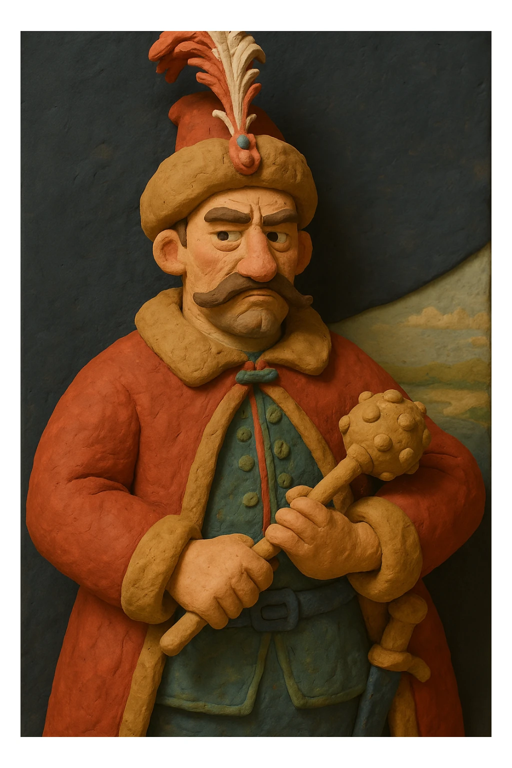 Transform the photo into a claymation style, imitating hand molding. Add clay texture and soft shadows with medium realism. sticker