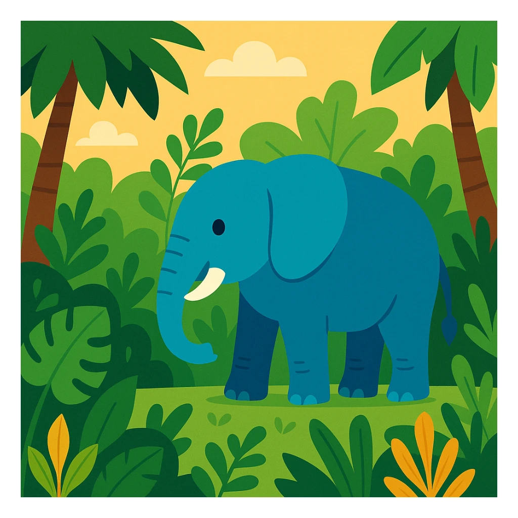 Flat design style elephant in the jungle sticker
