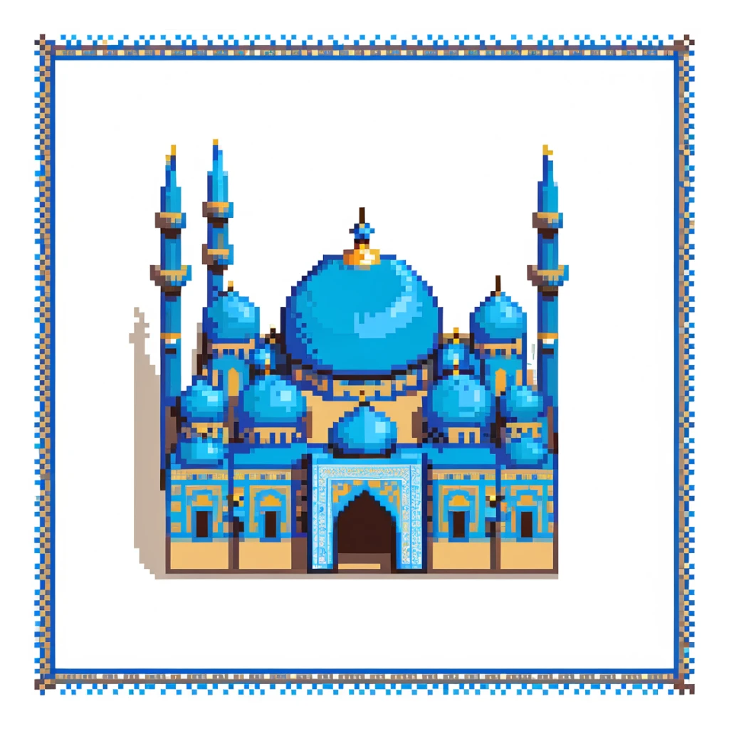 Ancient city of Samarkand with blue domed mosques, ornate Islamic architecture, Registan Square sticker