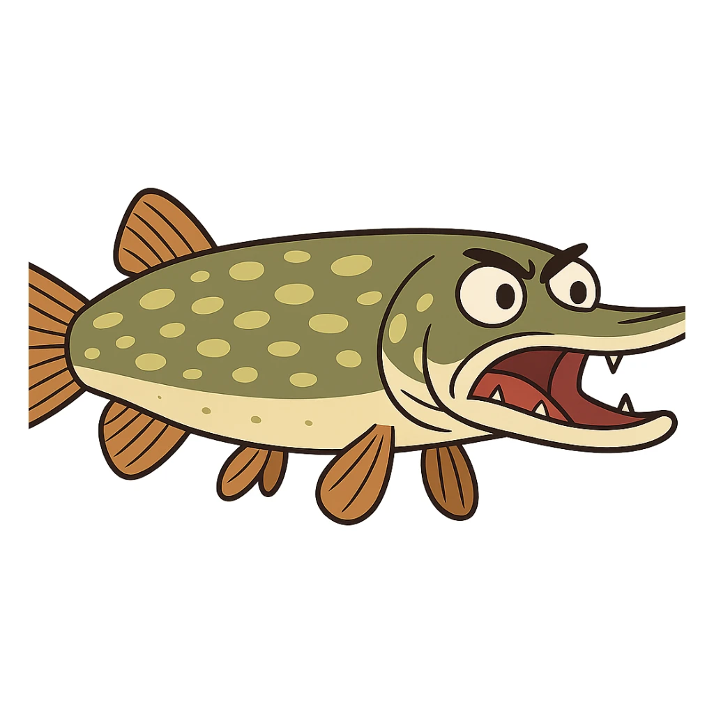 flat toon style pike fish sticker