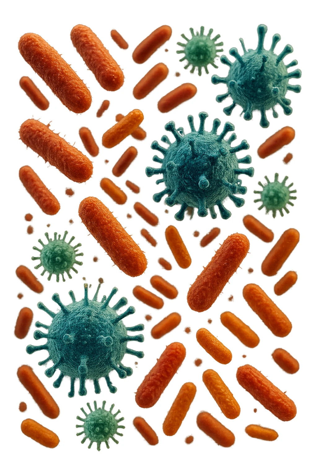 batteri intestinali e virus fluttuano in aria, iperrealistico 4k sticker