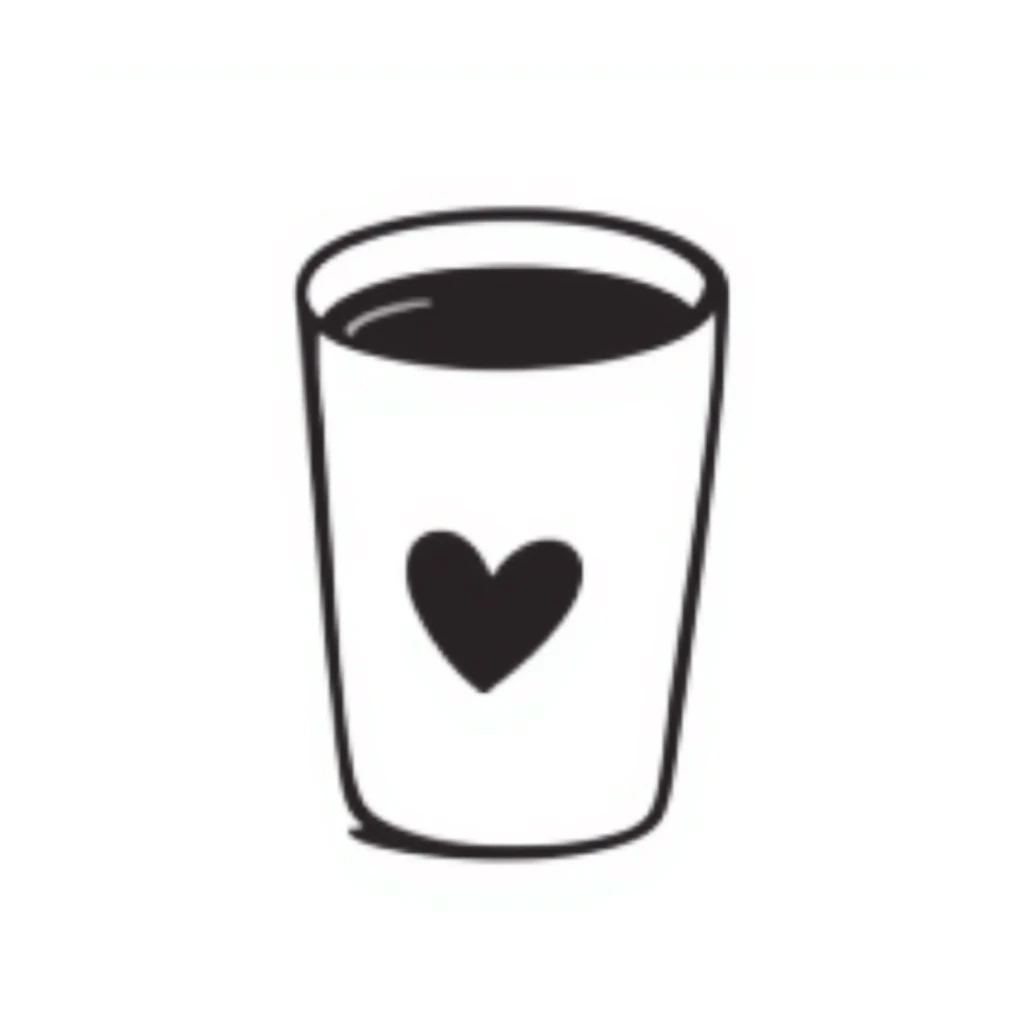 hand-drawn doodle of a coffee cup sticker