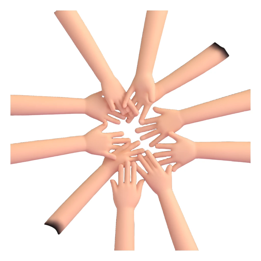 modern emoji showing hands joined in a circle, symbolizing unity and community sticker