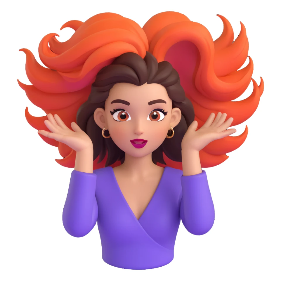 mean girl emoji, flipping hair, bold makeup, sassy expression sticker