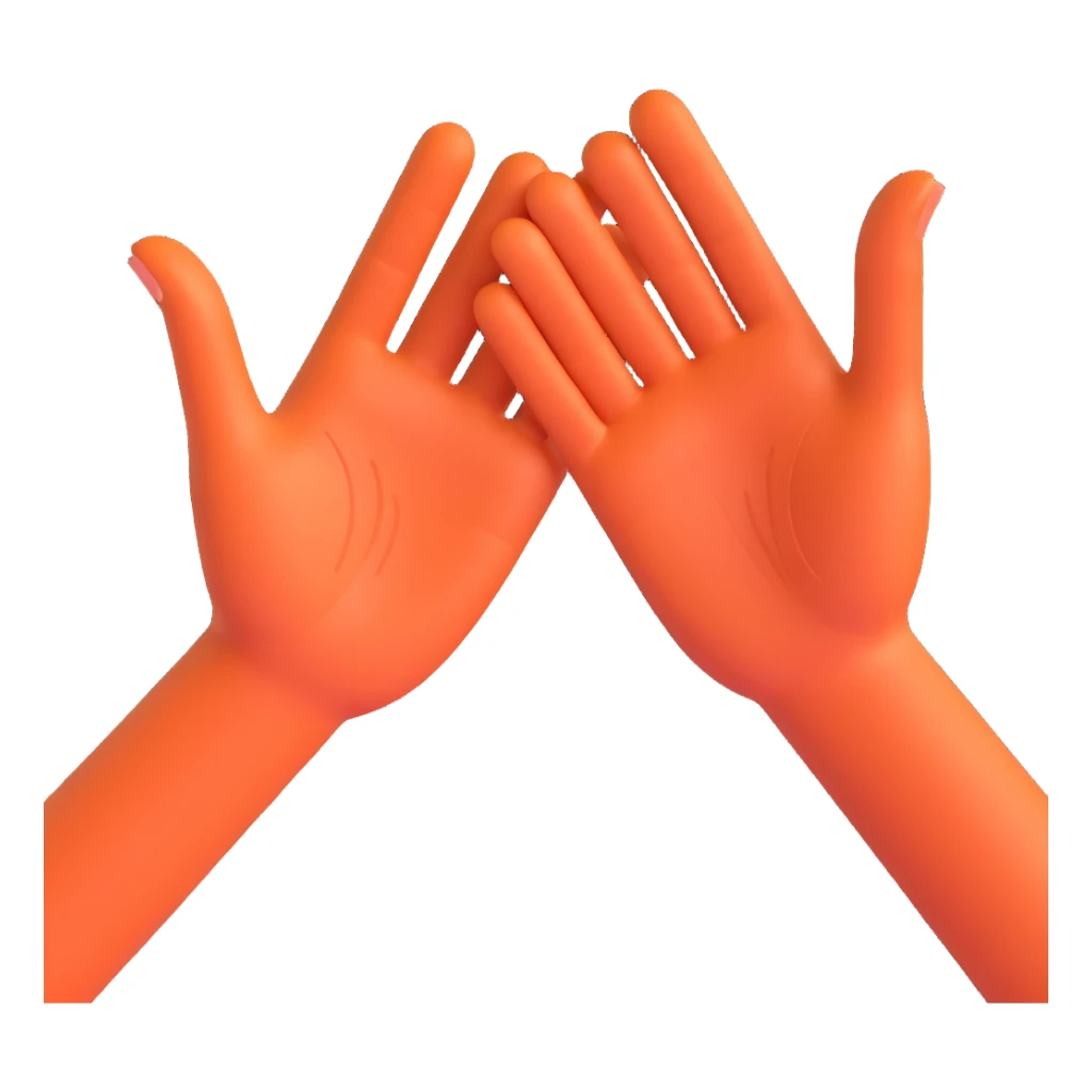 Two open hands in emoji style, tilted to the right as if pushing a swing, with motion lines behind them to show movement. Minimal background, clean cartoon style sticker