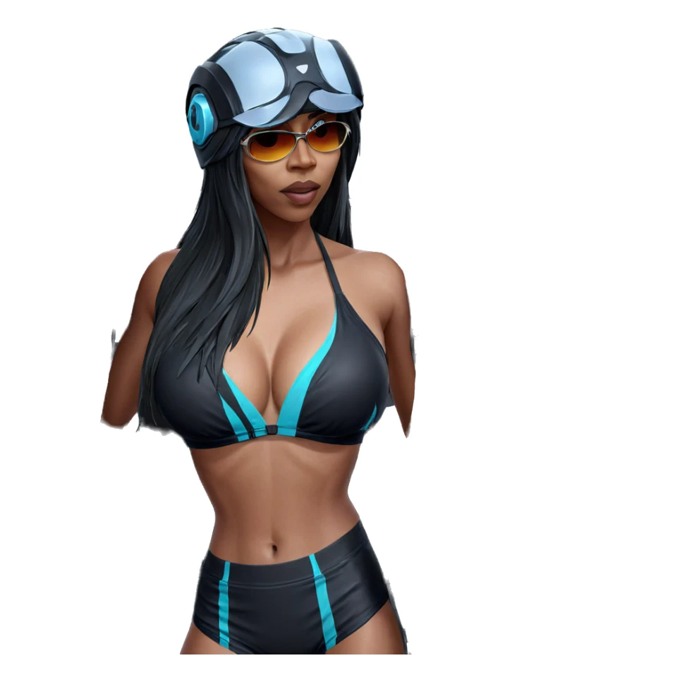 girl in bikini with helmet sticker