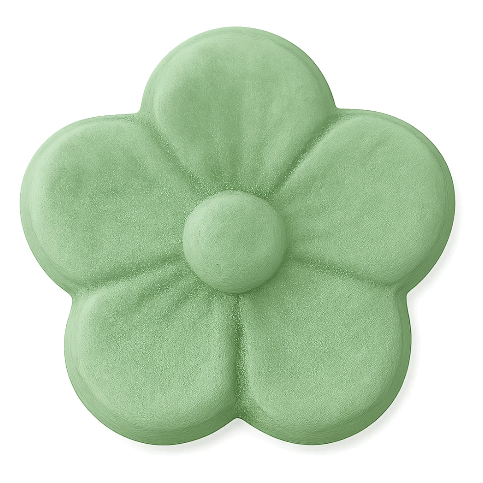 Change the candy color to green, keep it flower-shaped, centered, transparent background, no other elements. The style should be consistent with the original image's look. sticker