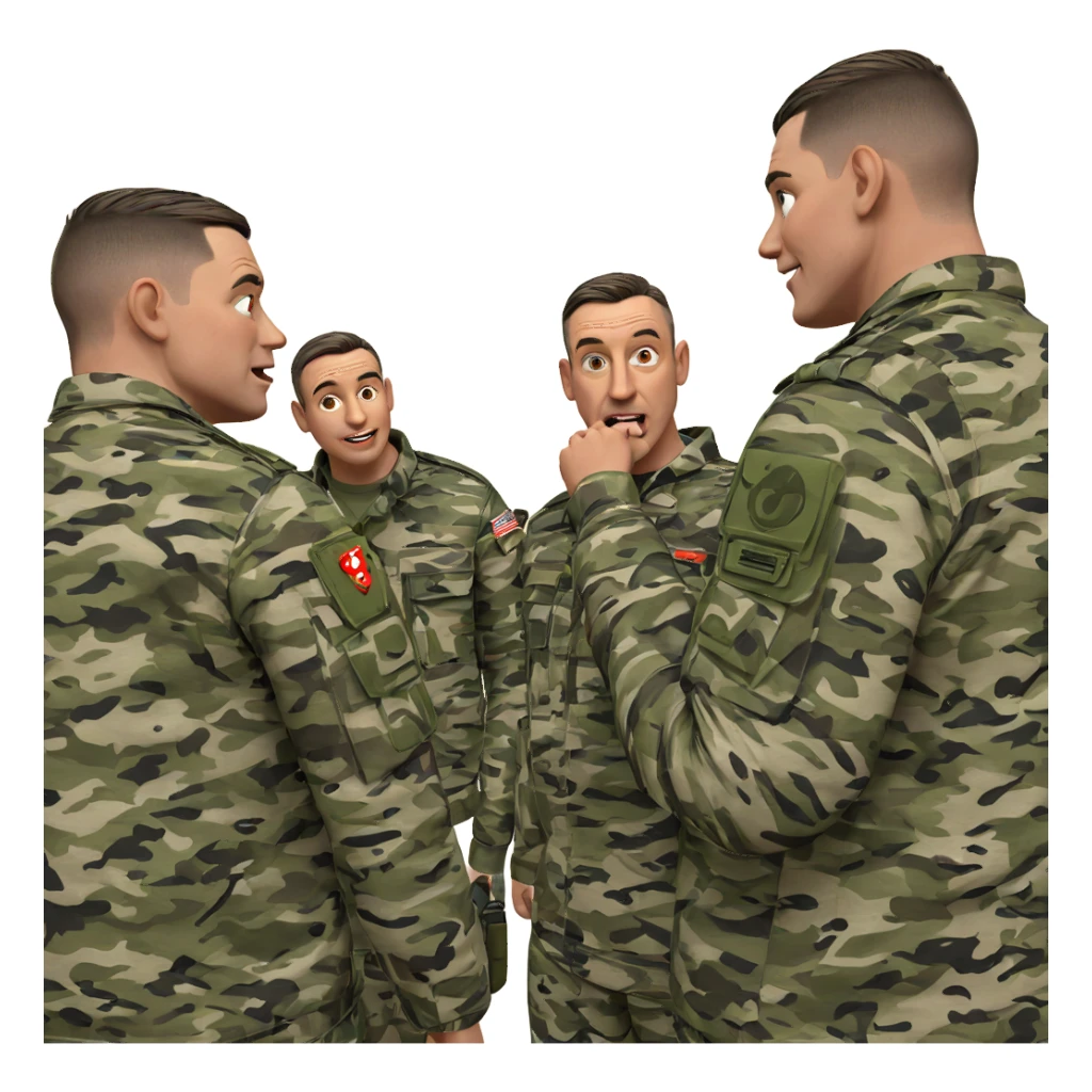 military boys in camouflage uniforms sticker