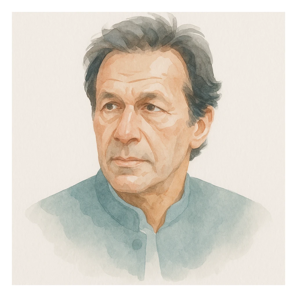 Imran Khan thinking, realistic face, detailed features, watercolor style, soft colors, detailed brush strokes sticker