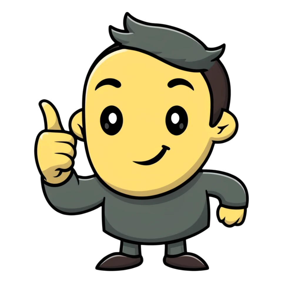 A single sticker that combines a pointing finger and a smirking face - a face with a sly smirk that has one arm extending with a pointing finger sticker