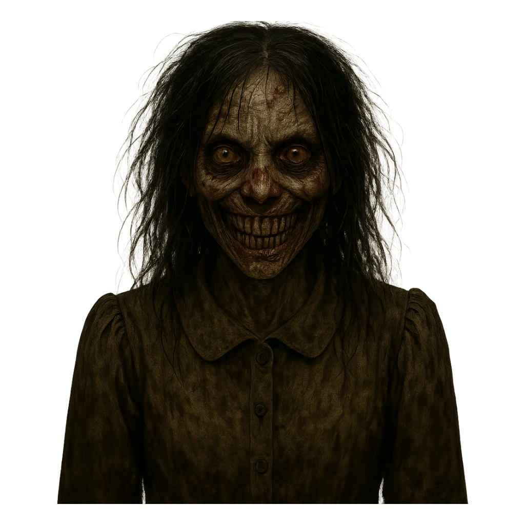 Remove the background, keep only the creepy girl with a transparent background. sticker